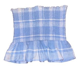 Baby blue plaid American eagle tube top